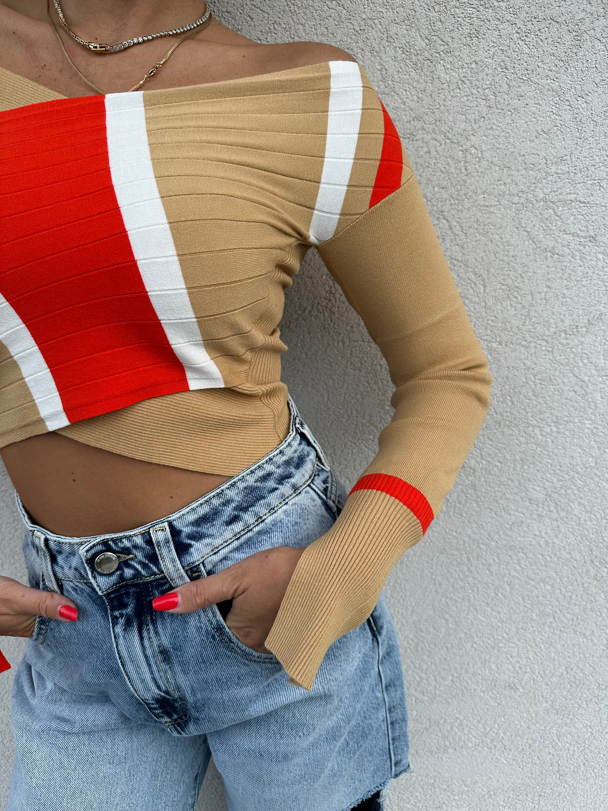 Maglia block color ARANCIO/BEIGE - PATRIZIA PEPE