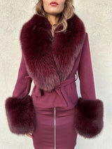 Cappotto con pelo BORDEAUX - YES LONDON