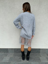 Abito con pizzo GRIGIO - VICOLO