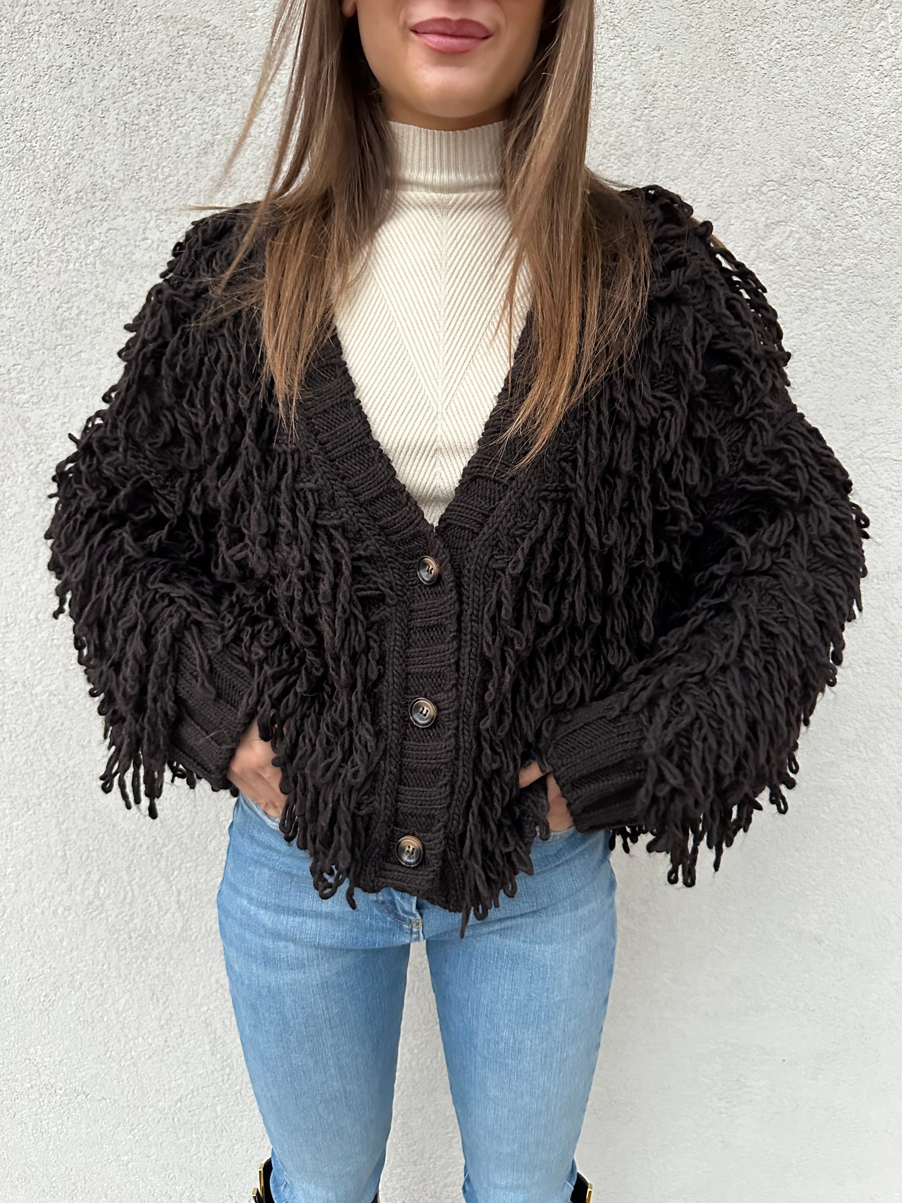 Cardigan sfrangiato MORO - VICOLO