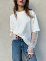 T-shirt maniche pizzo BIANCA - VICOLO