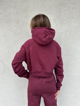 Felpa crop cappuccio BORDEAUX - HINNOMINATE
