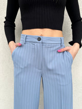Pantalone gessato azzurro - VICOLO