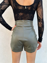 Pantaloncino ecopelle MILITARE - SILENCE LIMITED