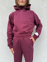 Felpa crop cappuccio BORDEAUX - HINNOMINATE