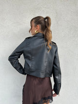 Chiodo ecopelle NERO - ANNAROCK