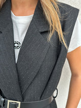 Gilet gessato strass - VICOLO