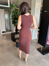 Abito midi spacco CIOCCOLATO - PATRIZIA PEPE