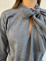 Maglia scollo fiocco GRIGIA - VICOLO