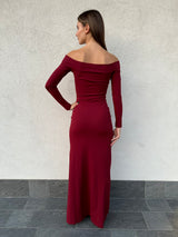 Abito lungo drappeggi BORDEAUX - SILENCE LIMITED