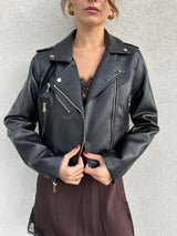 Chiodo ecopelle NERO - ANNAROCK