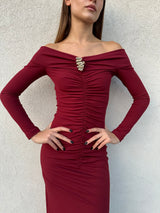 Abito lungo drappeggi BORDEAUX - SILENCE LIMITED