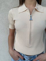 Polo zip BEIGE - PATRIZIA PEPE