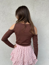 Maglia spalle strass MORO - KONTATTO