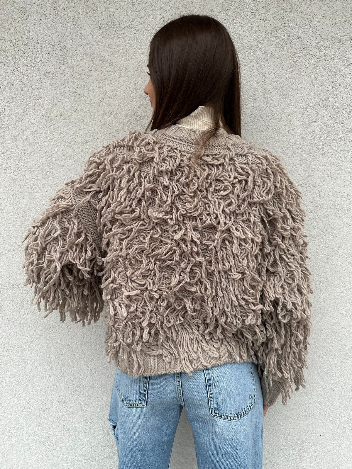 Cardigan sfrangiato TORTORA - VICOLO