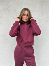 Felpa crop cappuccio BORDEAUX - HINNOMINATE