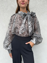 Camicia fiocco GRIGIO ANIMALIER - VICOLO