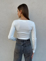 Maglia scollo a V BIANCA - VICOLO