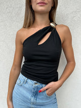 Top monospalla NERO - VICOLO