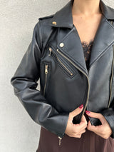 Chiodo ecopelle NERO - ANNAROCK