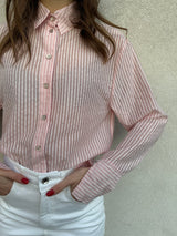 Camicia rigata strass ROSA - PATRIZIA PEPE