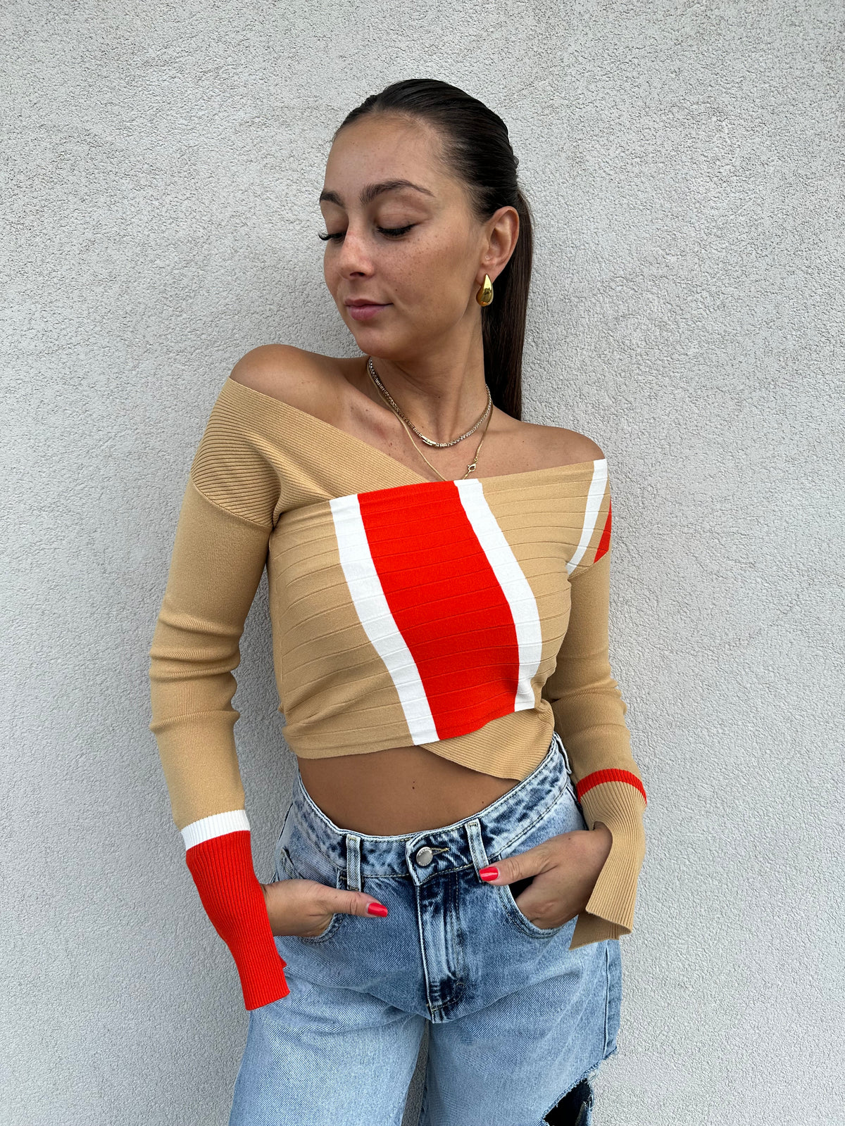 Maglia block color ARANCIO/BEIGE - PATRIZIA PEPE