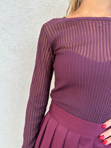 Maglia scollo cuore BORDEAUX - PATRIZIA PEPE
