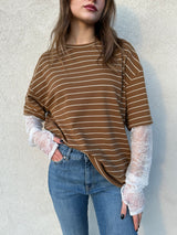 T-shirt maniche pizzo RIGA PANNA - VICOLO