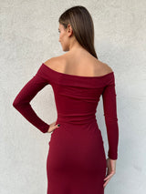 Abito lungo drappeggi BORDEAUX - SILENCE LIMITED