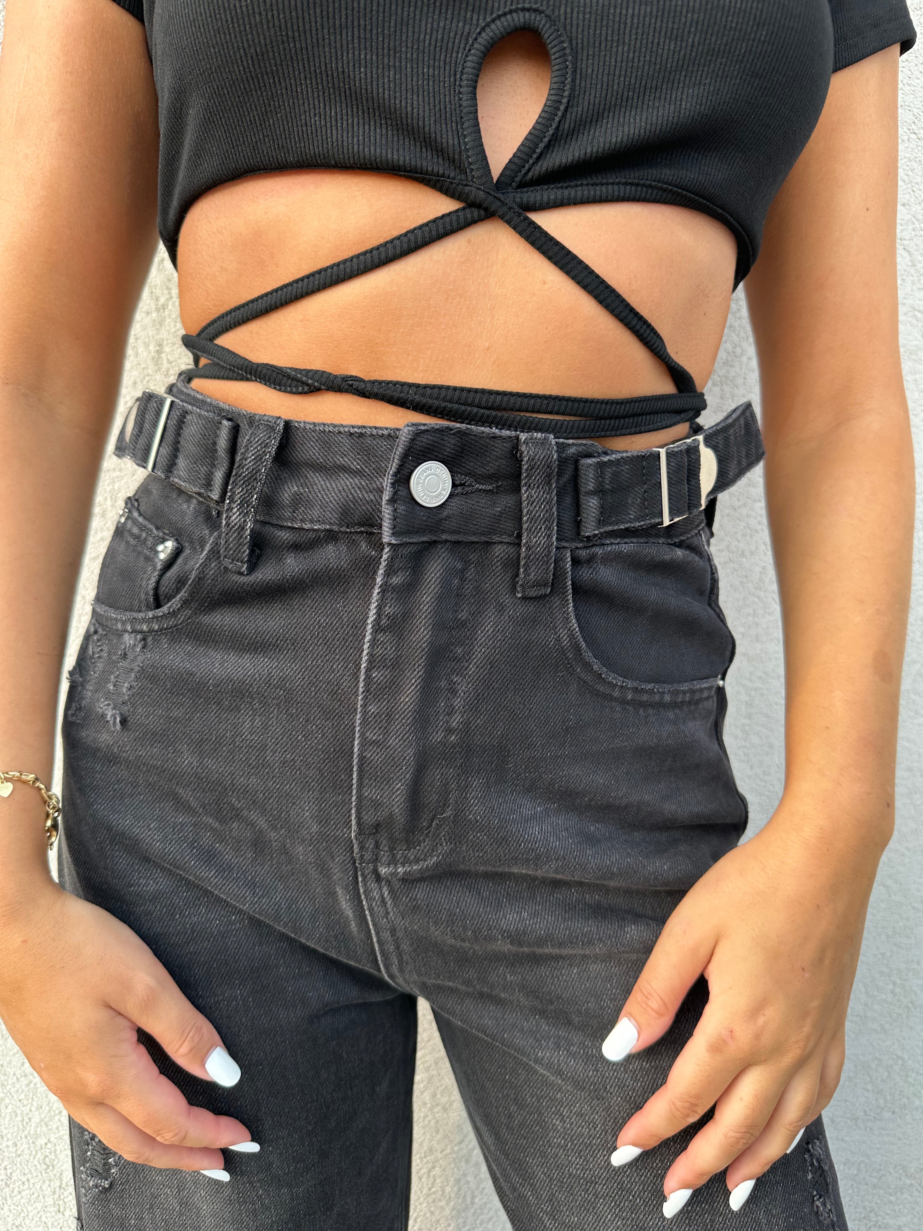 Jeans barrel fibbie strappi - ANNAROCK