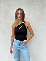 Top monospalla NERO - VICOLO