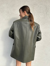 Giacca over ecopelle MILITARE - SILENCE LIMITED