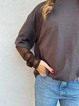 T-shirt maniche pizzo MORO - VICOLO