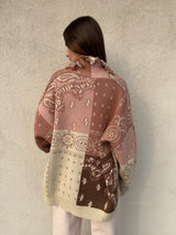 Cardigan geometrico rosa/beige/moro - KONTATTO