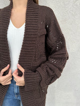 Cardigan traforato CIOCCOLATO - VICOLO