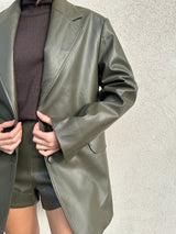 Giacca over ecopelle MILITARE - SILENCE LIMITED