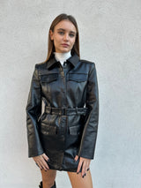 Giacca lunga ecopelle NERA - PATRIZIA PEPE