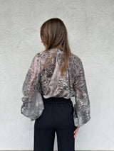 Camicia fiocco GRIGIO ANIMALIER - VICOLO