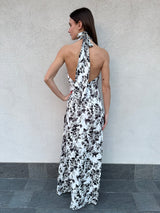 Abito lungo FIORI bianco/nero - MAR DE MARGARITAS