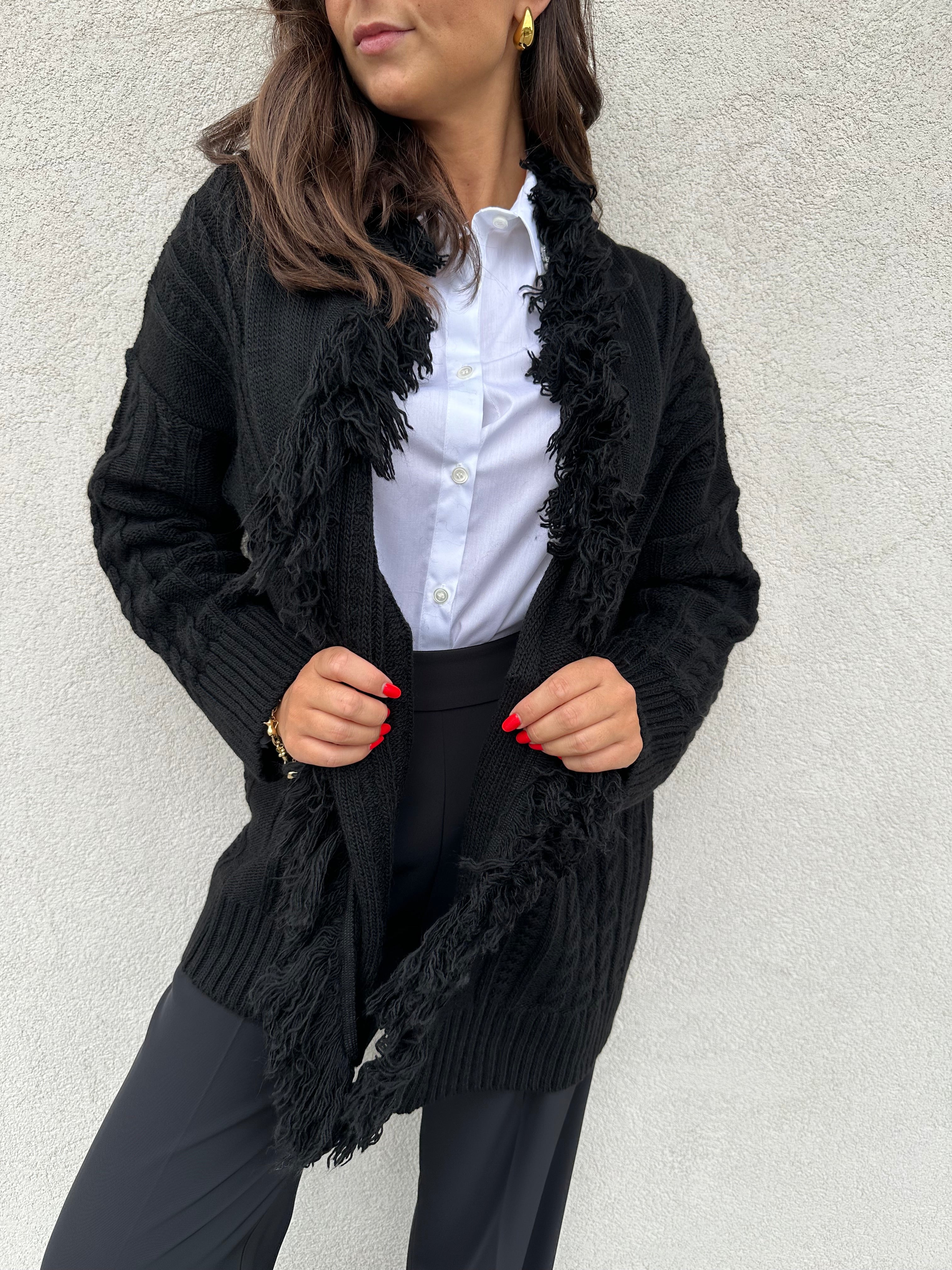Cardigan trecce NERO - KONTATTO