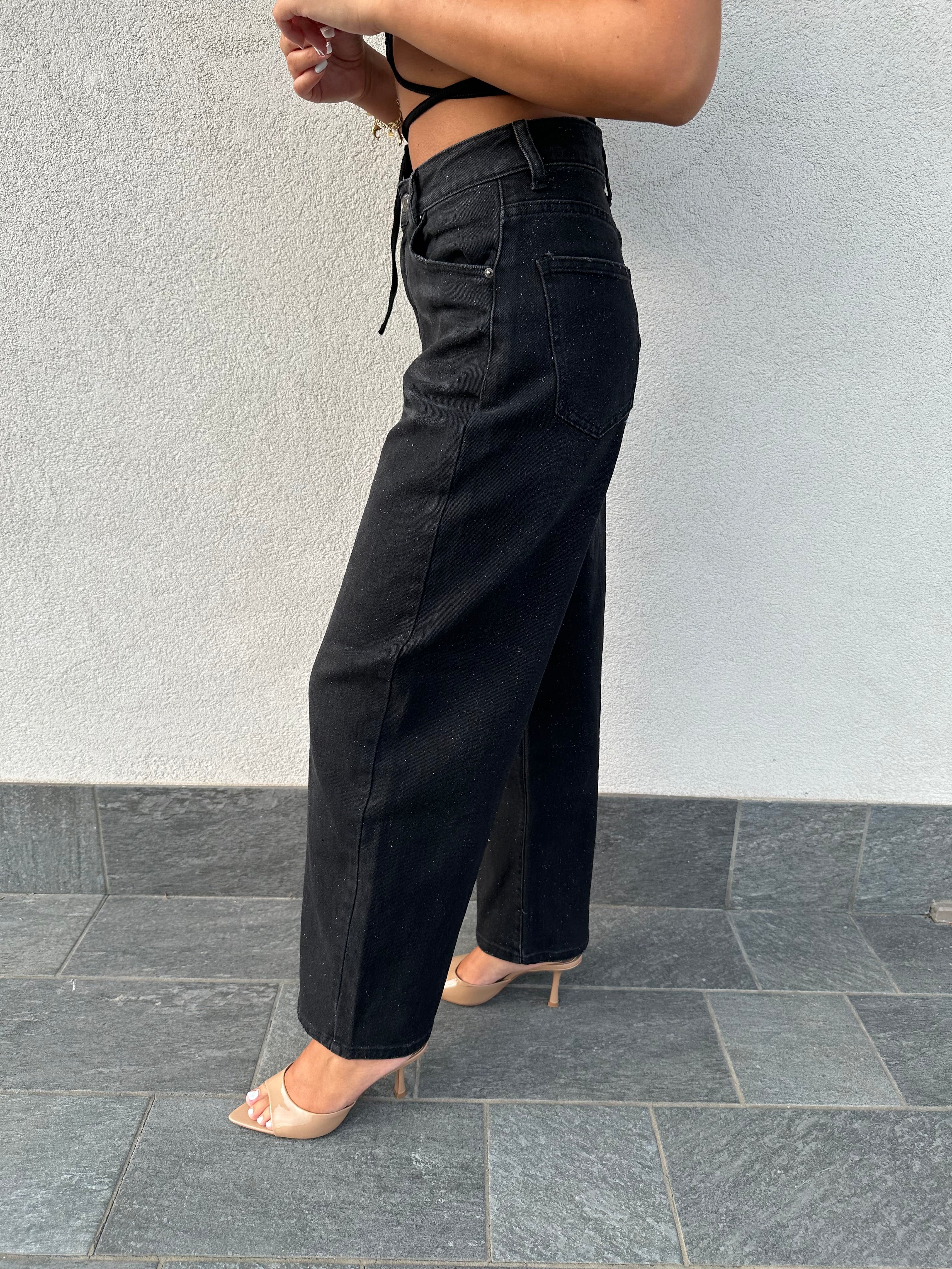 Jeans barrel nero glitter - ANNAROCK