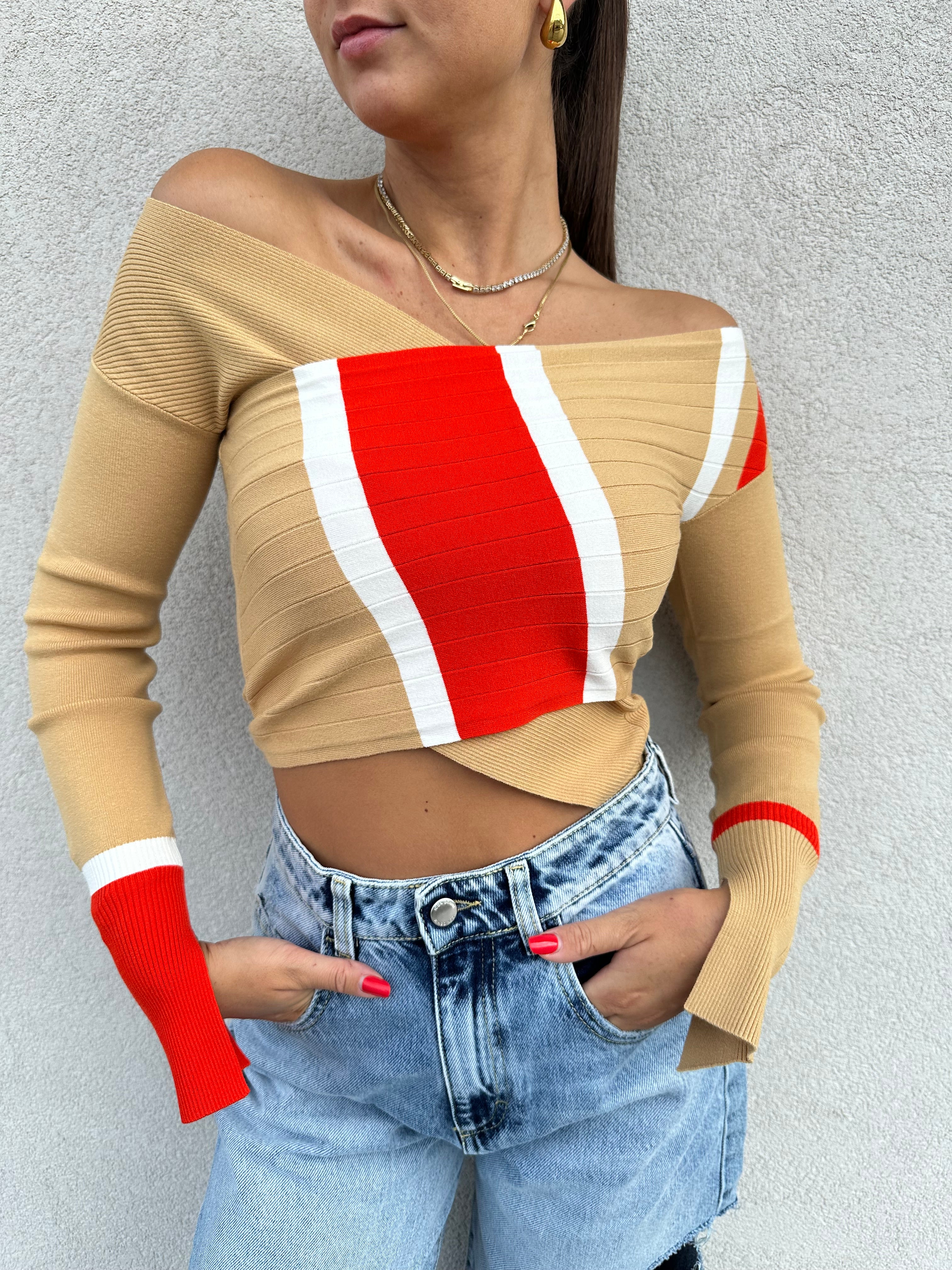 Maglia block color ARANCIO/BEIGE - PATRIZIA PEPE