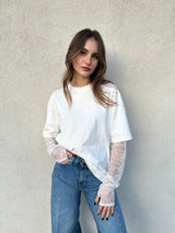 T-shirt maniche pizzo BIANCA - VICOLO