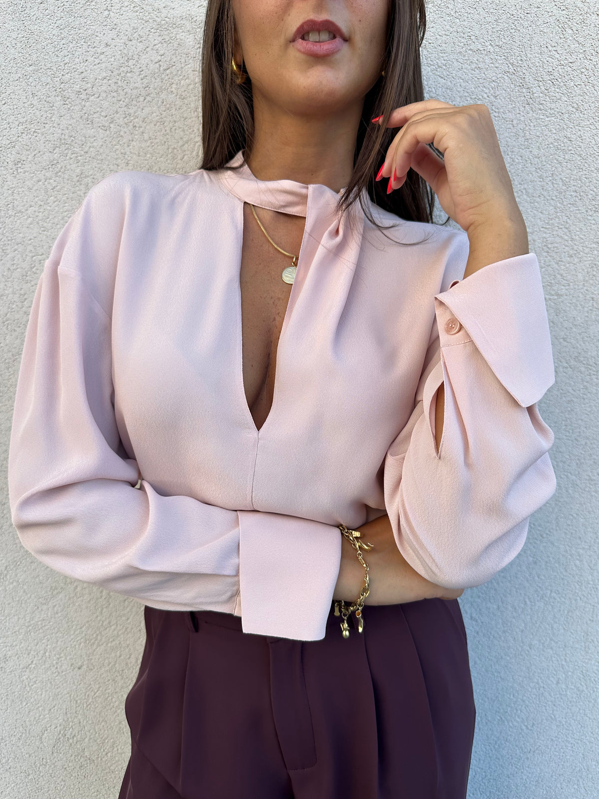 Camicia scollo profondo ROSA - PATRIZIA PEPE