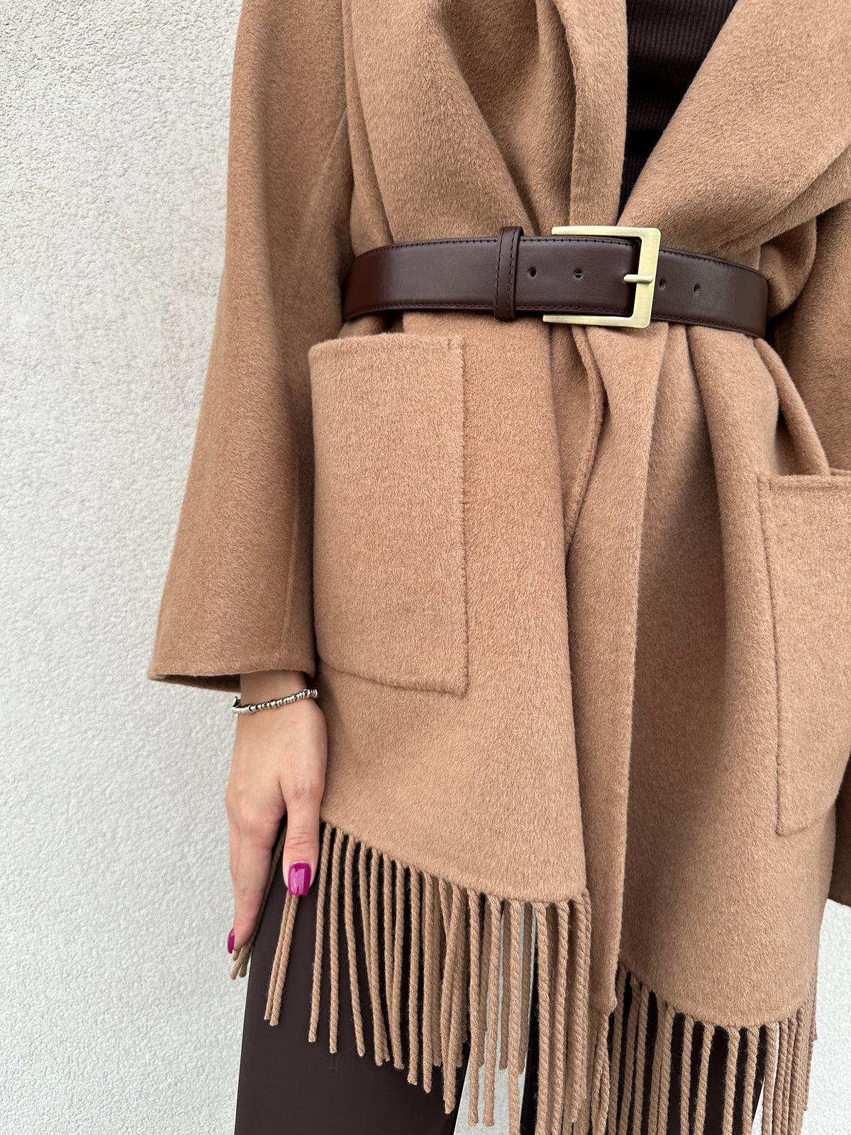 Cappotto frange BISCOTTO - VICOLO