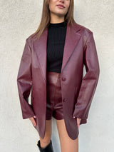 Giacca over ecopelle BORDEAUX - SILENCE LIMITED