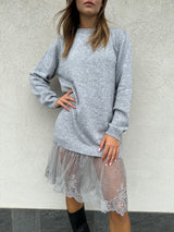 Abito con pizzo GRIGIO - VICOLO