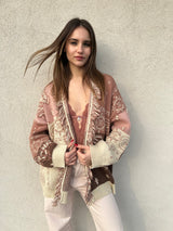 Cardigan geometrico rosa/beige/moro - KONTATTO