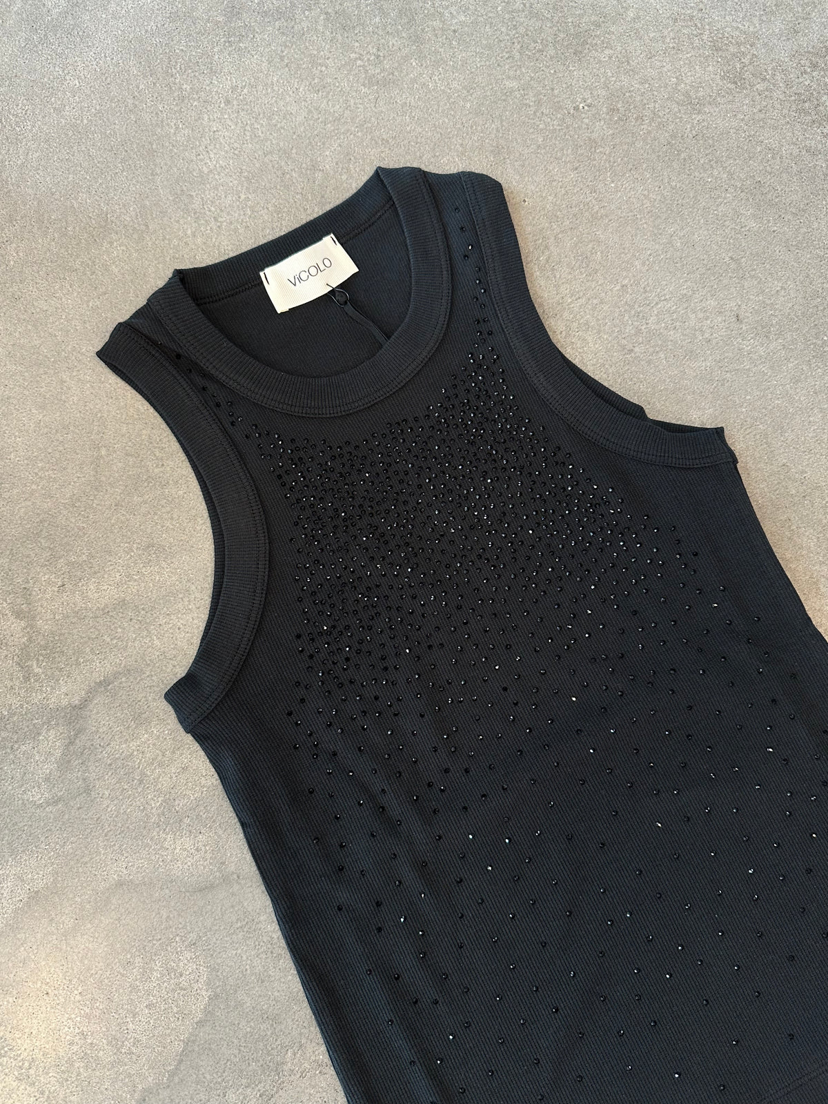 Canotta strass NERA - VICOLO