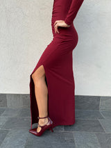 Abito lungo drappeggi BORDEAUX - SILENCE LIMITED